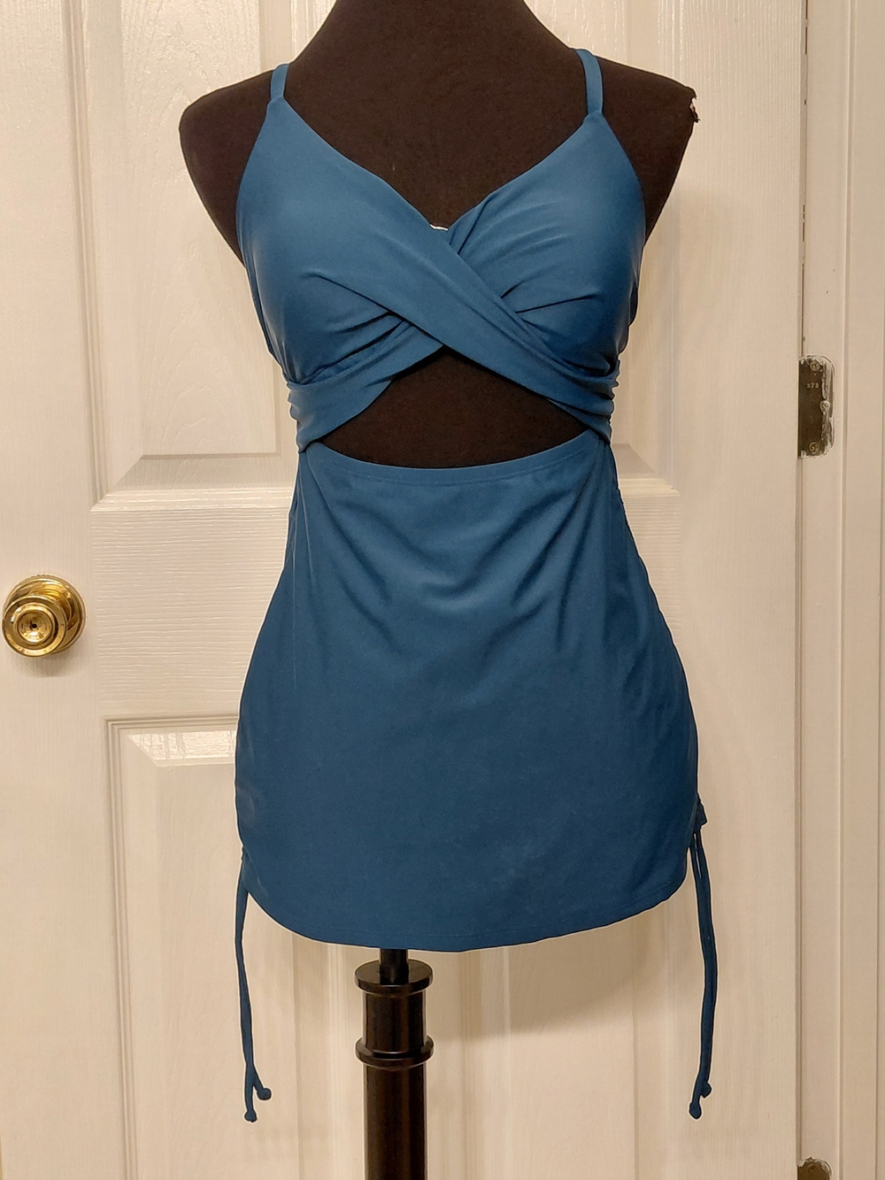 Cupshe Maternity Swim Tankini Top Only Dark Teal Blue NWT